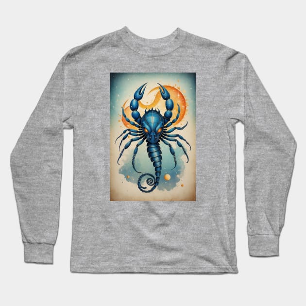 Zodiac Scorpio Long Sleeve T-Shirt by CatCoconut-Art